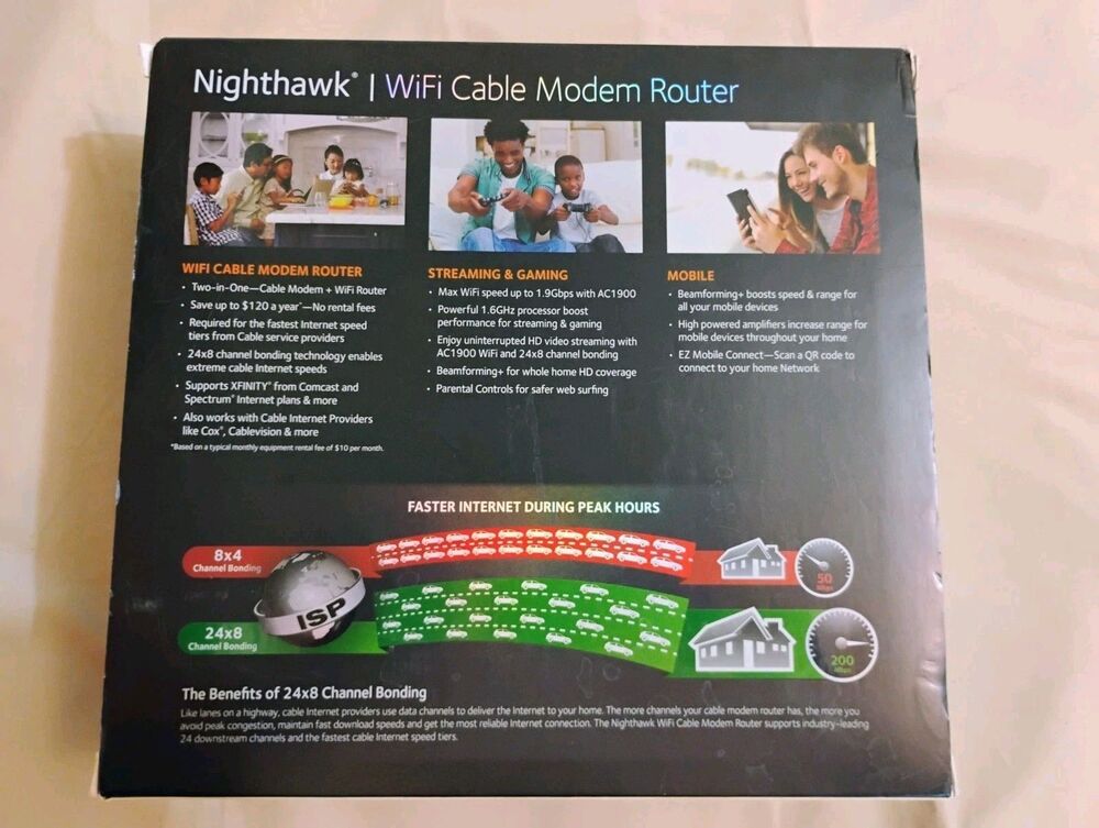 NETGEAR Nighthawk AC1900 WiFi Cable Modem Router C6900 - Picture 3 of 7